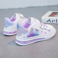 Disney spring and autumn new girls casual shoes Elsa princess students soft sole white shoes waterproof leather sneakers SHOWLU FASHION STORE