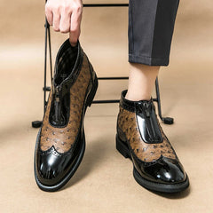 Fashion Leather Boots Ankle Boots Pointed Toe Low Heels Men Casual Platform Chelsea Boots Men's Business Boots and Wedding Shoes SHOWLU FASHION STORE