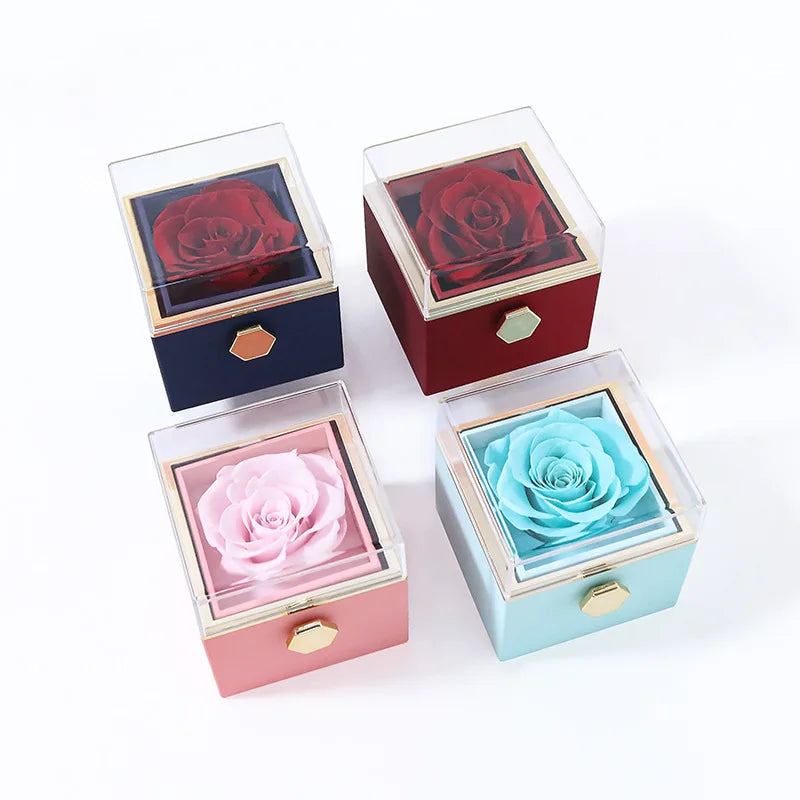 Luxury Rose Flip Gift Box Necklace Earrings Ring Decoration Box For Girlfriend Mother Lover 2025 Christmas Valentine's Day Gifts SHOWLU FASHION STORE