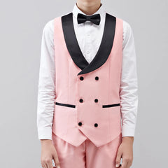 Children Kid Boy's Pink 3 Pieces Black Pointed Collar Suits Tuxedos Wedding/Prom (Jacket+Pants+Vest) Master Of Ceremonies Dress SHOWLU FASHION STORE