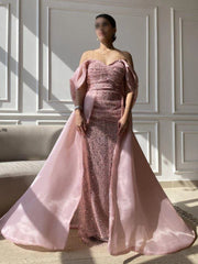 Lorrtta Ball Gown Elegant Sequin Strapless Bow Mermaid Party Dress Floor Length Sleeveless Formal Evening Gown Luxury Women Gala SHOWLU FASHION STORE