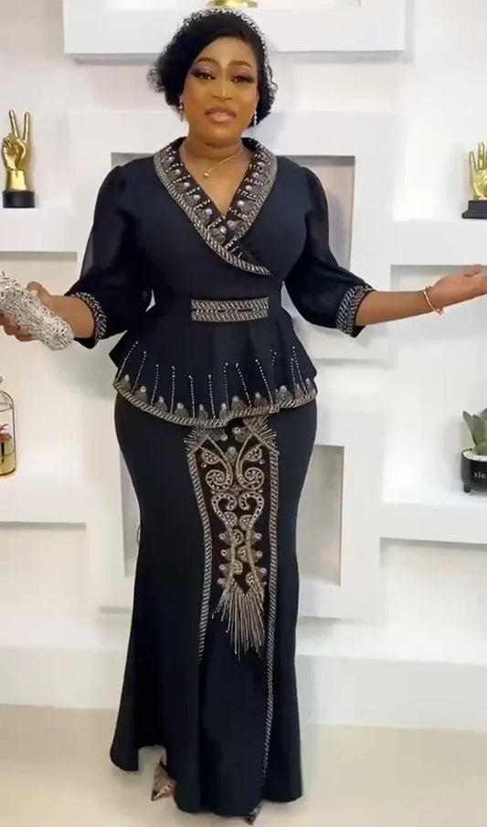 2 Pieces Set Africa Clothes Dashiki African Skirts And Top for Women Ankara Wedding Gown Outfits 2024 Plus Size Lady Party Dress SHOWLU FASHION STORE