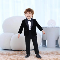 Children Formal Jacket Pants Bowtie 3PCS Photograph Suit Kids 1Year Birthday Party Dress Boys Wedding Performance Evening Set SHOWLU FASHION STORE