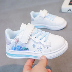 Disney spring and autumn new girls casual shoes Elsa princess students soft sole white shoes waterproof leather sneakers SHOWLU FASHION STORE