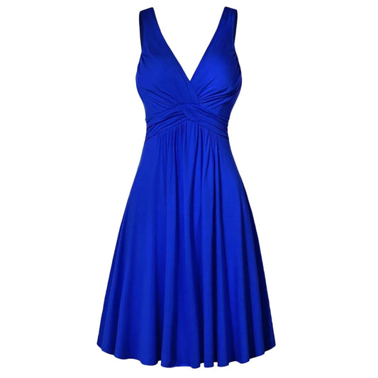 Plus Size Sling Pleated Slim Flare Skirt Dresses Women V-neck Cocktail Party Dress Gown Retro Vestidos de fiesta Female Sundress SHOWLU FASHION STORE