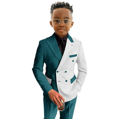 Boys Suit Fashion Wedding Tuxedo 2-piece Set Pointed Collar Jacket Double Breasted Blazer Pants for Party SHOWLU FASHION STORE
