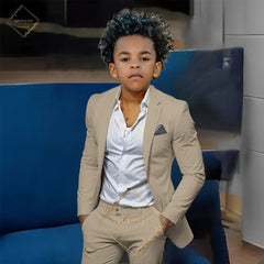 Kids' Orange Single-Breasted Suit (Jacket + Trousers) – Stylish Slim Fit, Perfect for Weddings & Cocktail Parties SHOWLU FASHION STORE
