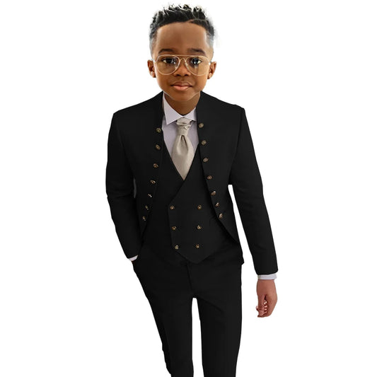 Boys Suit Fashion Design 3-piece Wedding Tuxedo Kids Custom Jacket Pants Vest Complete Suit Available for 2-18 years old