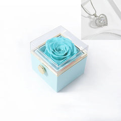 Rotating Rose Gift Box Acrylic Ring Necklace Preserved Flower Jewelry Box For Girlfriend Mother Valentine's Day Christmas Gifts SHOWLU FASHION STORE