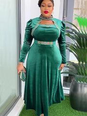 Plus Size Dubai Luxury Wedding Party Dresses for Women 2024 New African Evening Gown Dashiki Ankara Turkey Velvet Outfits Robe SHOWLU FASHION STORE