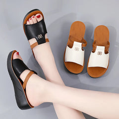 2024 Summer Women Wedge Sandals Premium Orthopedic Open Toe Sandals Vintage Anti-slip Leather Casual Female Platform Retro Shoes SHOWLU FASHION STORE