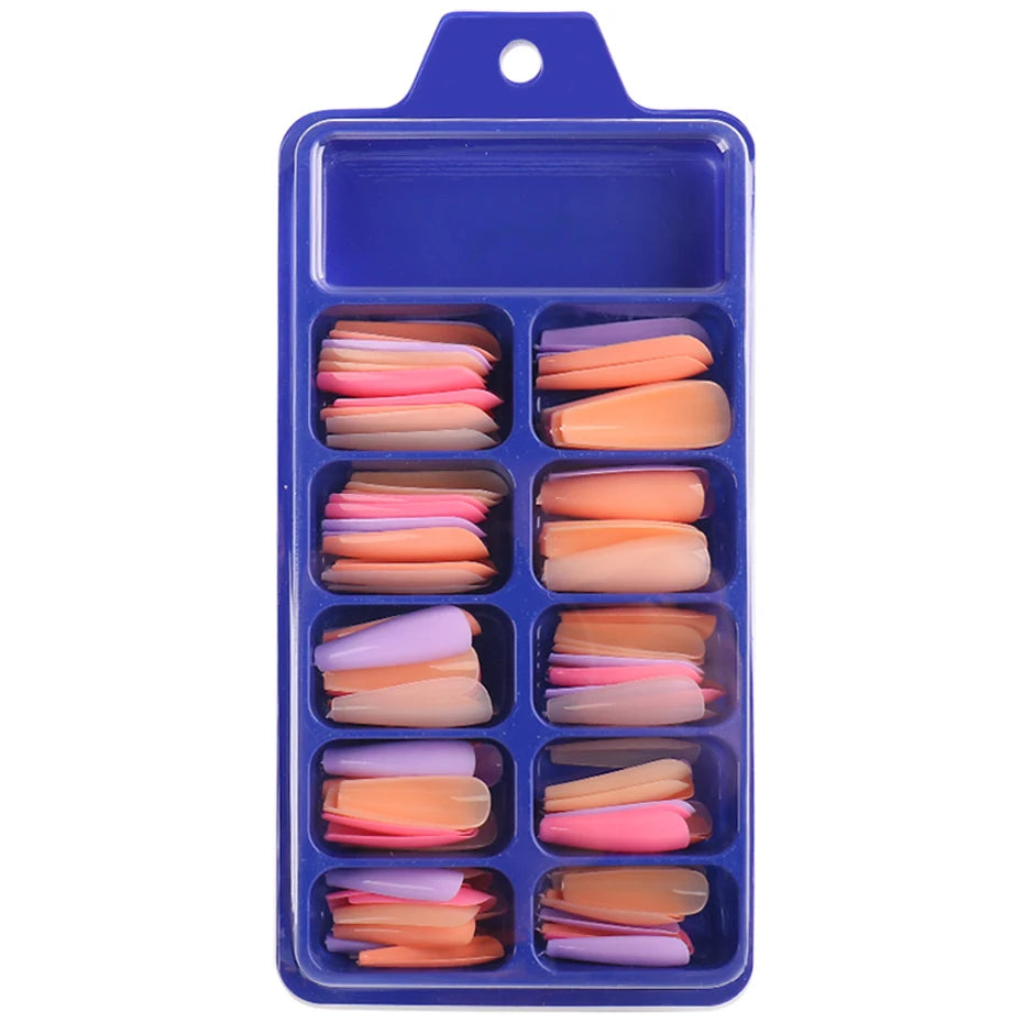 100pcs False Nail Press On Nails Acrylic Extension Coffin Forms Nail Tips Gel Nail Polish Artificial Nail Sets Kits Tools KE1895 SHOWLU FASHION STORE