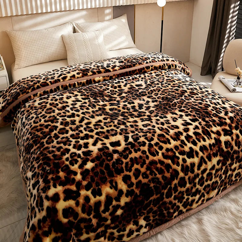 Soft Warm Weighted Blankets For Beds Winter Double Layers Fluffy Faux Fur Mink Throw Thicken Fleece Quilts Blankets SHOWLU FASHION STORE