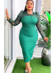 Plus Size African Party Dresses for Women 2025 New Fashion Dashiki Ankara Lace Wedding Gowns Elegant Turkey Muslim Maxi Dress SHOWLU FASHION STORE