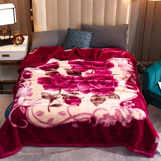 Soft Warm Weighted Blankets For Beds Winter Double Layers Fluffy Faux Fur Mink Throw Thicken Fleece Quilts Blankets SHOWLU FASHION STORE