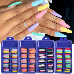 100pcs False Nail Press On Nails Acrylic Extension Coffin Forms Nail Tips Gel Nail Polish Artificial Nail Sets Kits Tools KE1895 SHOWLU FASHION STORE