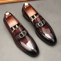 Men's Business Casual Patent Leather Shiny Square Head Slip-on Shoe SHOWLU FASHION STORE