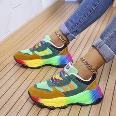 Women Sport Shoes Fashion Platform Sneakers Ladies Spring Winter Flats Running Shoes Woman Colour Lace Up Shoes Zapatos De Mujer SHOWLU FASHION STORE