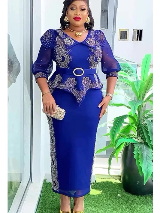 2025 Elegant African Dresses for Women Africa Clothing Plus Size Wedding Party Long Christmas Dress Dashiki Ankara Outfits Robe SHOWLU FASHION STORE