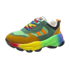 Women Sport Shoes Fashion Platform Sneakers Ladies Spring Winter Flats Running Shoes Woman Colour Lace Up Shoes Zapatos De Mujer SHOWLU FASHION STORE