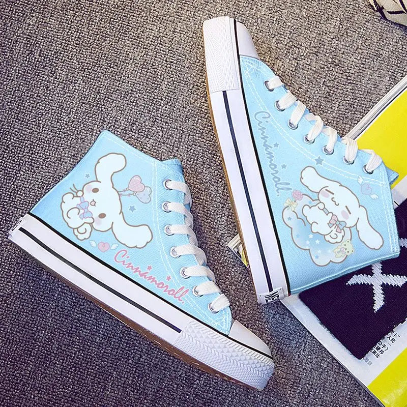Disney Frozen Elsa Canvas Shoes 2025 New Kids White Shoes Cartoon Snow White Casual Sneakers Kuromi Tennis Shoes Size 26-37 SHOWLU FASHION STORE