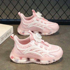 Girls new breathable mesh surface rotating button thick soled air cushion student running shoes non-slip sneakers for boys SHOWLU FASHION STORE