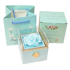 Rotating Forever Rose Jewelry Box Preserved Flowers Proposal Ring Case Gift for Mom Wife Girlfriend Grandma SHOWLU FASHION STORE