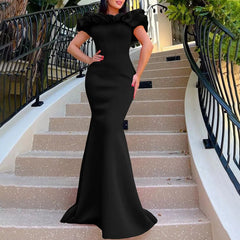 Elegant Women Long Evening Dresses Ruched Off Shoulder Slim Bodycon Mermiad White Dress Formal Party Wedding Guest Gown SHOWLU FASHION STORE