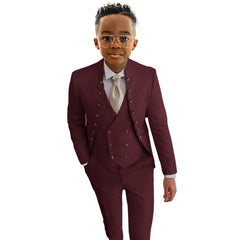 Boys Suit Fashion Design 3-piece Wedding Tuxedo Kids Custom Jacket Pants Vest Complete Suit Available for 2-18 years old SHOWLU FASHION STORE