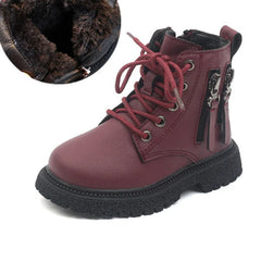 Rubber Boots for Children Boys Tide Boots Autumn Winter Warm Cotton Ankle Boots for Kindergarten Girls Kids Boots Double Zip New SHOWLU FASHION STORE