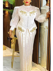 African Dresses for Women 2025 New Fashion Plus Size Sequin Evening Party Long Dress Dashiki Ankara Outfits Robe African Clothes SHOWLU FASHION STORE