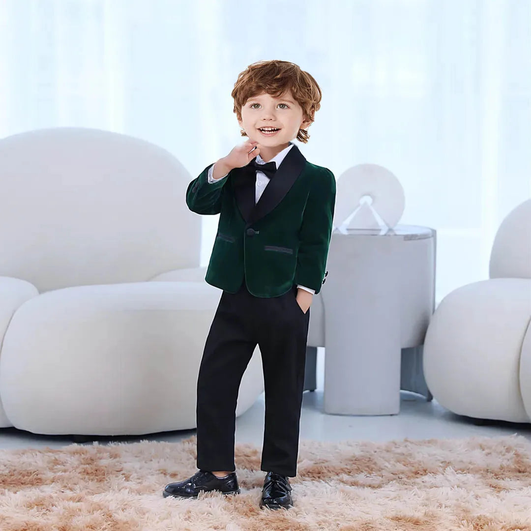 Children Formal Jacket Pants Bowtie 3PCS Photograph Suit Kids 1Year Birthday Party Dress Boys Wedding Performance Evening Set SHOWLU FASHION STORE