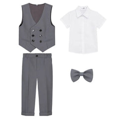 JUCPKID Children's Vest 3/4pcs Suit Formla Elegant Kids Boys Wedding Suit Kids Waistcoat Pants Bowtie Boys Suits Outfits Set SHOWLU FASHION STORE