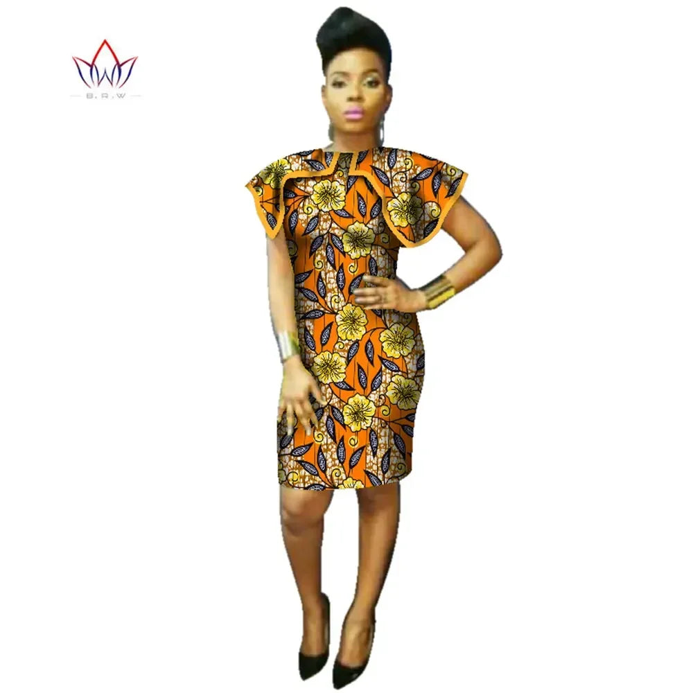 BintaRealWax African Dresses For Women Shawl Collar Print Fabric Clothes Dashiki Plus Size Africa Style Clothing WY2262 SHOWLU FASHION STORE