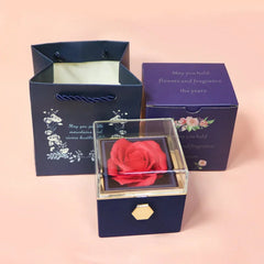 Rotation Rose Jewelry Gift Boxes Valentine's Day Marriage Acrylic Ring Boxes Necklace Storage Rose Jewelry Display Rack SHOWLU FASHION STORE