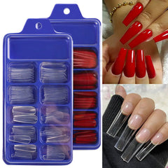 100pcs False Nail Press On Nails Acrylic Extension Coffin Forms Nail Tips Gel Nail Polish Artificial Nail Sets Kits Tools KE1895 SHOWLU FASHION STORE