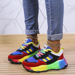 Women Sport Shoes Fashion Platform Sneakers Ladies Spring Winter Flats Running Shoes Woman Colour Lace Up Shoes Zapatos De Mujer SHOWLU FASHION STORE