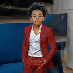 Kids' Orange Single-Breasted Suit (Jacket + Trousers) – Stylish Slim Fit, Perfect for Weddings & Cocktail Parties SHOWLU FASHION STORE