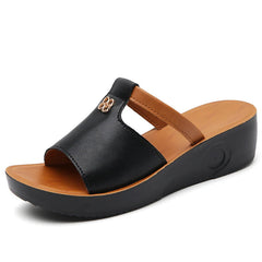 2024 Summer Women Wedge Sandals Premium Orthopedic Open Toe Sandals Vintage Anti-slip Leather Casual Female Platform Retro Shoes SHOWLU FASHION STORE