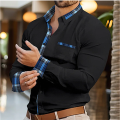 Men's Shirt Button Up Casual Shirt Long Sleeve Line Patchwork Shirt Everyday Resort Wear Casual Comfort Casual Elegant Plus Size SHOWLU FASHION STORE