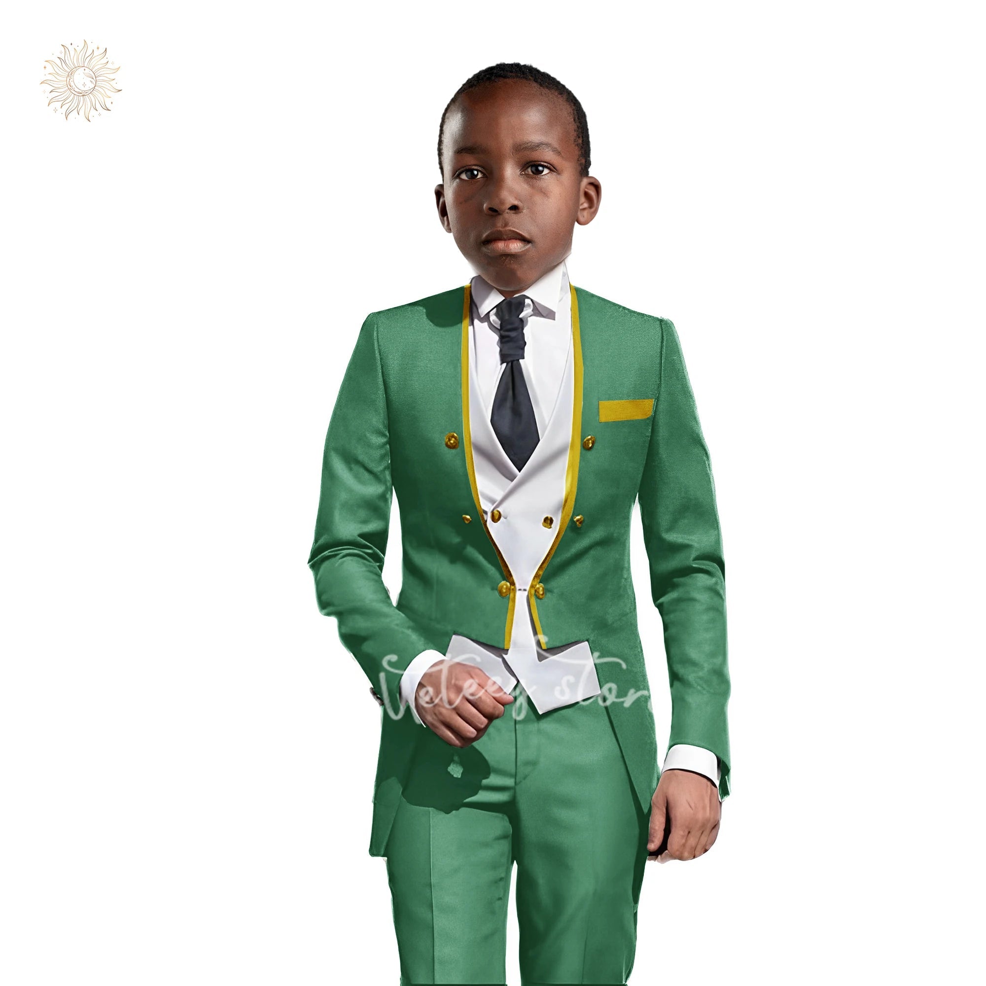 Boys Tuxedo Suit Slim Fit 3 Pieces Kids Formal Suit Blazer Pants Vest Set fit 3-16 Years SHOWLU FASHION STORE