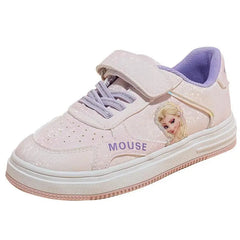 Disney Children's Casual Shoes Elsa Princess Frozen Girls' Sneakers White Pink Breathable Fashion Round Toe Shoes Size 24-37 SHOWLU FASHION STORE