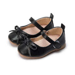 2024 Casual Princess Kids PU Leather Girls Shoes Black Bowknot Decor Mary Jane Non-slip Rubber Sole Girls Children's Shoes Flats SHOWLU FASHION STORE
