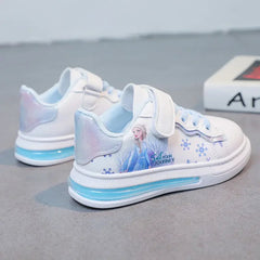 Disney spring and autumn new girls casual shoes Elsa princess students soft sole white shoes waterproof leather sneakers SHOWLU FASHION STORE