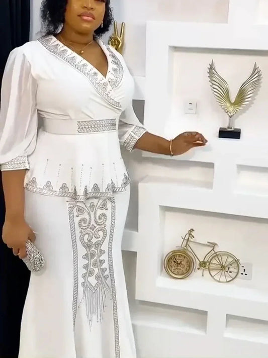 2 Pieces Set Africa Clothes Dashiki African Skirts And Top for Women Ankara Wedding Gown Outfits 2024 Plus Size Lady Party Dress SHOWLU FASHION STORE