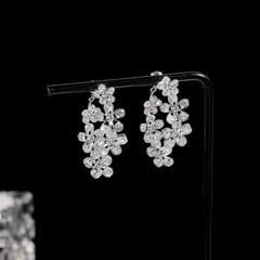 Korean Style Light Luxury Heavy Industry Love Niche Design Full of Zircon Leaves High-end Earrings for Women Jewelry. SHOWLU FASHION STORE