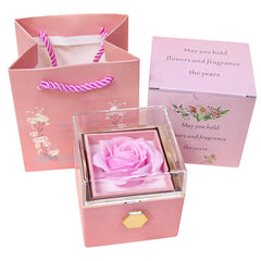Rotating Forever Rose Jewelry Box Preserved Flowers Proposal Ring Case Gift for Mom Wife Girlfriend Grandma SHOWLU FASHION STORE