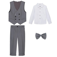JUCPKID Children's Vest 3/4pcs Suit Formla Elegant Kids Boys Wedding Suit Kids Waistcoat Pants Bowtie Boys Suits Outfits Set SHOWLU FASHION STORE