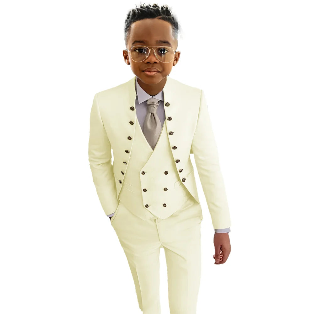 Boys Suit Fashion Design 3-piece Wedding Tuxedo Kids Custom Jacket Pants Vest Complete Suit Available for 2-18 years old SHOWLU FASHION STORE