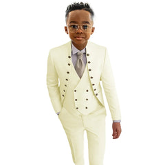 Boys Suit Fashion Design 3-piece Wedding Tuxedo Kids Custom Jacket Pants Vest Complete Suit Available for 2-18 years old SHOWLU FASHION STORE